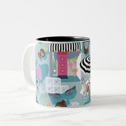 Palm Springs Poolside Midcentury Retro Coffee Mok (Voorkant links)