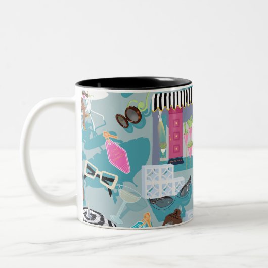 Palm Springs Poolside Midcentury Retro Coffee Mok (Links)