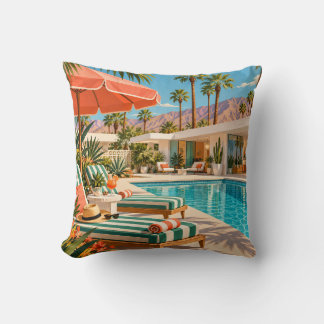 Palm Springs Poolside Retro Mid Century Kussen