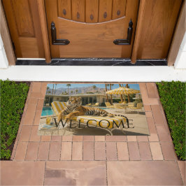 Palm Springs Poolside Tiger Welcome Deurmat