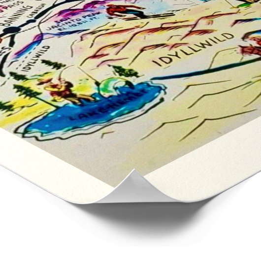 Palm Springs Retro Kaart Afdrukken Poster (Hoek)