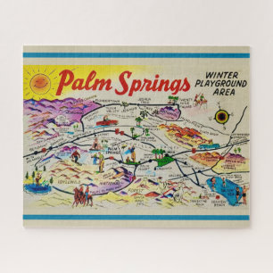 Palm Springs Retro Kaart Jigsaw Puzzel