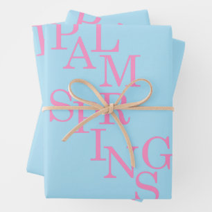 Palm Springs roze en blauw Inpakpapier Vel