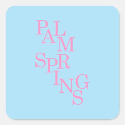 Palm Springs roze en blauw Vierkante Sticker (Voorkant)