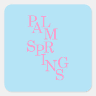 Palm Springs roze en blauw Vierkante Sticker