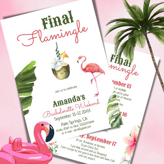Palm Springs roze finale flamingle bachelorette Kaart