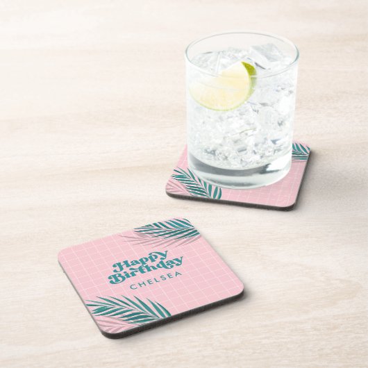 Palm Springs Roze Pool Party Verjaardag Bier Onderzetter (Rechterzijde)