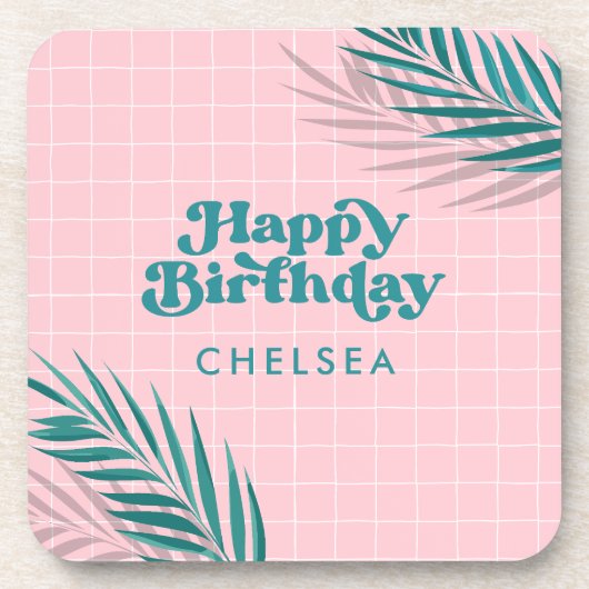 Palm Springs Roze Pool Party Verjaardag Bier Onderzetter (Voorkant)