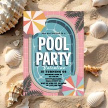 Palm Springs Roze Zomer Zwembad Feest Verjaardag