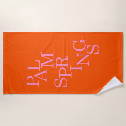 Palm Springs Sinaasappel en roze Strandlaken (Voorkant)