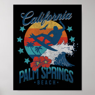 Palm Springs Strand Californië Surfen Vintage Vaka Poster