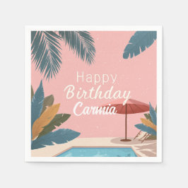Palm Springs Summer Adult Verjaardagsfeest Roze Servet