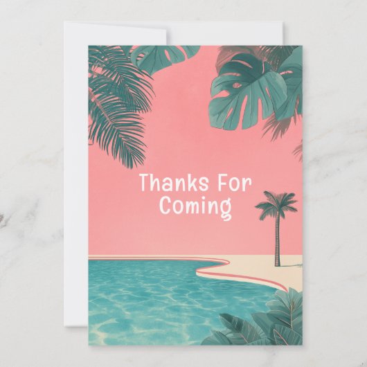 Palm Springs Summer Birthday Party Roze Kaart (Achterkant)