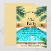 Palm Springs Summer Pool Party Roze Verjaardag  Kaart (Voorkant / Achterkant)