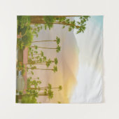 Palm Springs sunset day with mountains and palm tr Wandkleed (Voorkant (horizontaal))