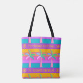 Palm Springs Sunset Stripes Kleurrijke Palmbomen Tote Bag (Achterkant)
