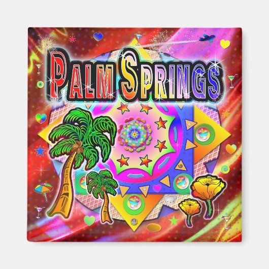 Palm Springs Tropical Friends Magnet (Voorkant)