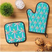 Palm Springs Turquoise Blauwe Tropische Palmboom Schort