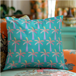Palm Springs Turquoise Blue Tropical Palm Tree Accent Kussen
