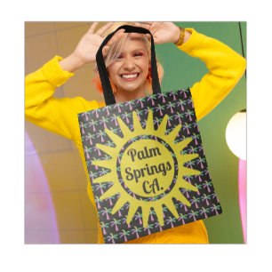 Palm Springs Turquoise kleurrijke palmbomen Tote Bag