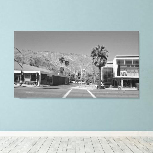 Palm Springs Uptown Design District 45 "x 24" Canvas Afdruk (Insitu (Houten vloer))