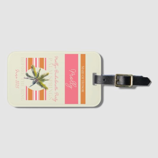 Palm Springs voor de Ring - Retro Bachelorette Bagagelabel (Voorkant (horizontaal))