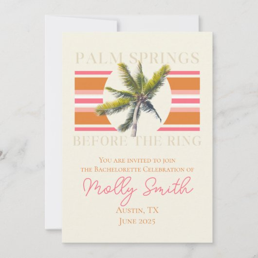 Palm Springs voor de Ring - Retro Bachelorette Kaart (Voorkant)