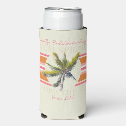 Palm Springs voor de Ring – Retro Bachelorette Seltzer Blikjeskoeler (Seltzer Voorkant)