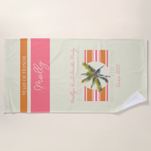 Palm Springs voor de Ring – Retro Bachelorette Strandlaken (Voorkant)