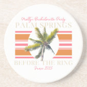 Palm Springs voor de Ring – Retro Bachelorette Zandsteen Onderzetter (Voorkant)