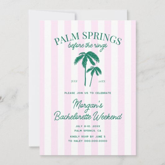 Palm Springs voor de ringen Bachelorette Kaart (Voorkant)