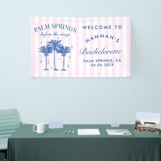 Palm Springs voor de ringen blauwe vrijgezellenfee Spandoek (Beurs)