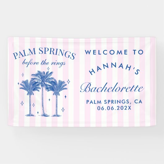 Palm Springs voor de ringen blauwe vrijgezellenfee Spandoek (Horizontaal)