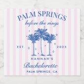 Palm Springs voor de ringen blauwe vrijgezellenfee Sparkling Wijnetiket (Enkel label)
