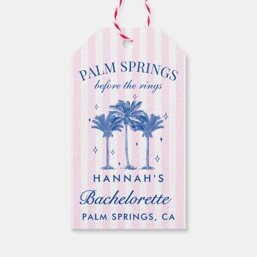 Palm Springs voor de ringen Blue Bachelorette Cadeaulabel (Achterkant)