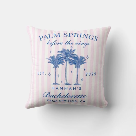 Palm Springs voor de ringen Blue Bachelorette Kussen (Achterkant)