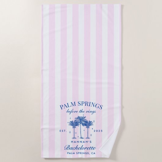 Palm Springs voor de ringen Blue Bachelorette Strandlaken (Voorkant)