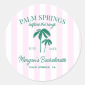 Palm Springs vrijgezellenfeest Ronde Sticker (Voorkant)