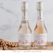 Palm Springs vrijgezellenfeest Tropisch Roze Sparkling Wijnetiket