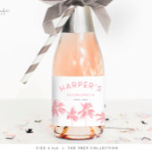 Palm Springs vrijgezellenfeest Tropisch Roze Sparkling Wijnetiket