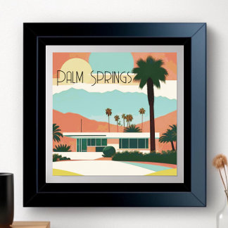  Palm Springs Waterverf palmen Poster