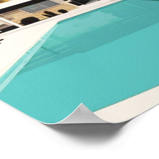  Palm Springs Waterverf zwembad Poster (Hoek)