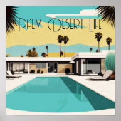 Palm Springs Waterverf zwembad Poster (Voorkant)