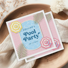 Palm Springs Zomer Zwembad Feest Roze Verjaardag Servet
