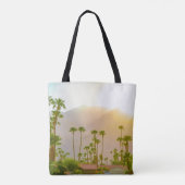 Palm Springs-zonsonderdag met bergen en palm tr Tote Bag (Achterkant)