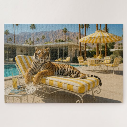 Palm Springs Zwembad Tijger Legpuzzel (Horizontaal)