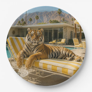 Palm Springs Zwembad Tijger Papieren Bordje