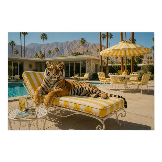 Palm Springs zwembad Tijger Perfect Poster (Voorkant)