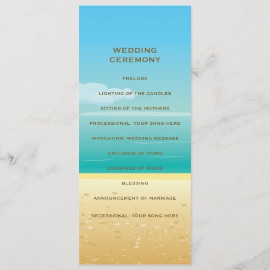 Palm & Starfish strand huwelijksceremonie programm Programmakaart (Achterkant)