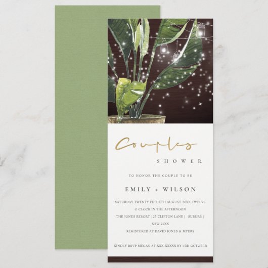 PALM STARRY MASON JAR LIGHTKOPPELS SHOWER KAART (Voorkant / Achterkant)